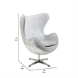 Bran Egg Chair with Swivel- Riveted Metal- White Top Grain Leather