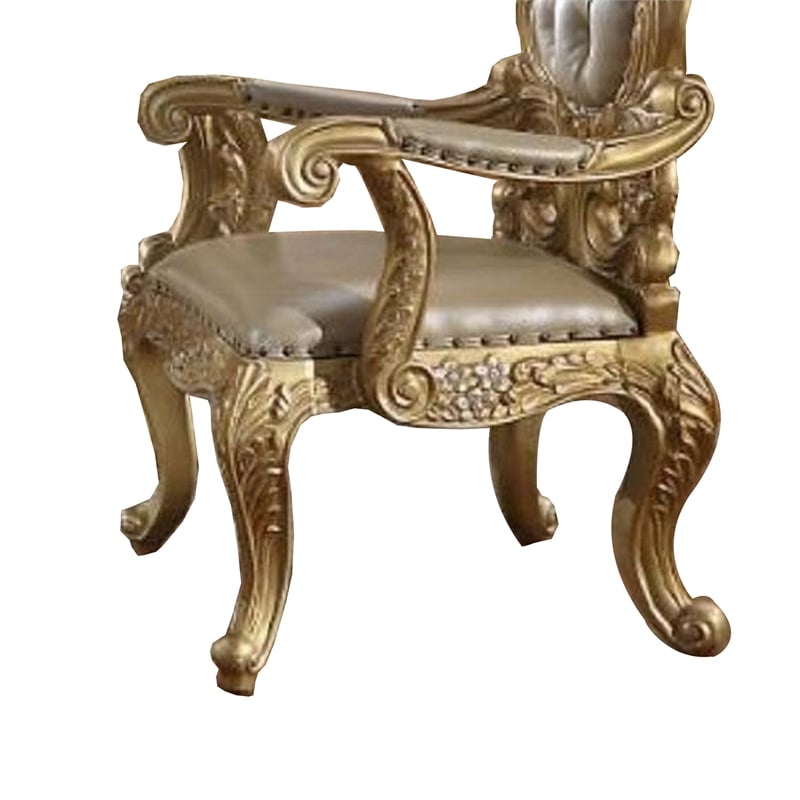 Otis Dining Armchair Set of 2- Classic Light Gold Tufted Faux Leather
