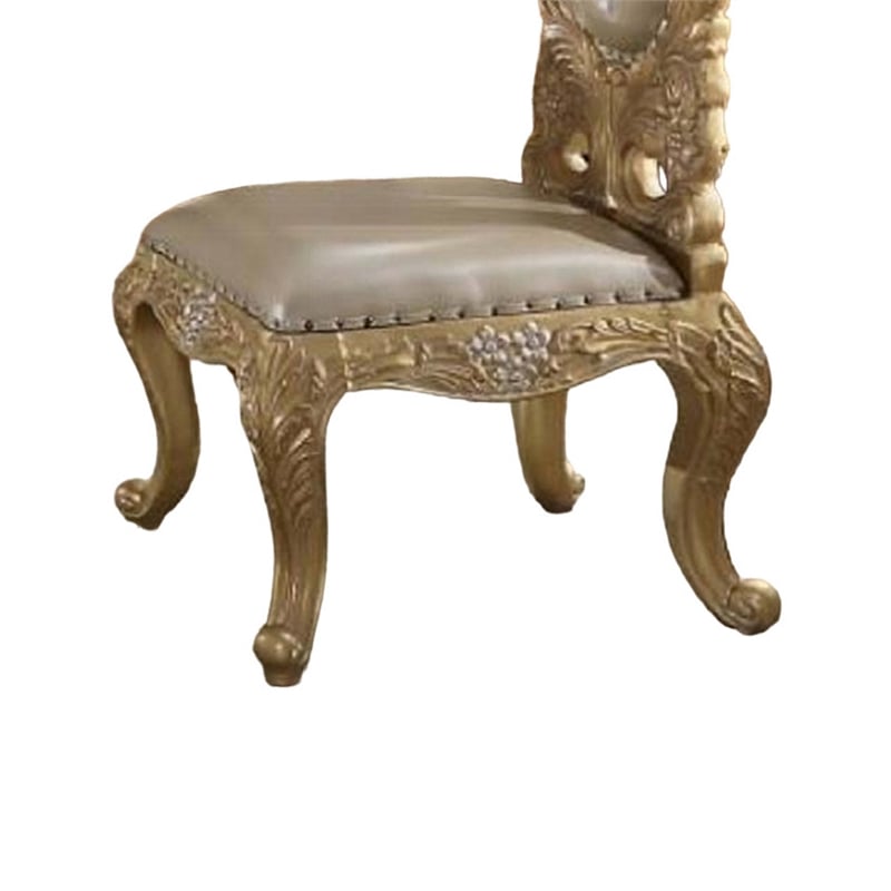 Otis Side Dining Chair Set of 2 Classic Light Gold Tufted Faux Leather