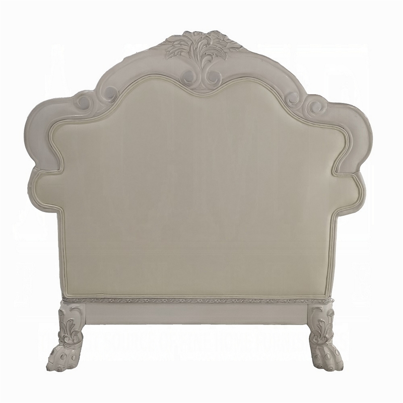 Ally Accent Chair with Claw Feet- Bone White Tufted Faux Leather