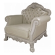 Ally Accent Chair with Claw Feet- Bone White Tufted Faux Leather