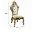 Mara Side Dining Chair Set of 2- Crystal Tufted- Gold Floral Carvings