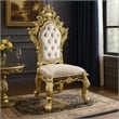 Mara Side Dining Chair Set of 2- Crystal Tufted- Gold Floral Carvings