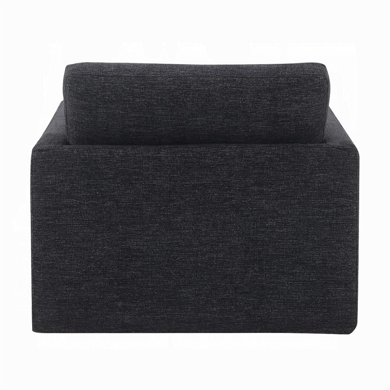 Rick Swivel Accent Chair w Pillow- Square Arm- Dark Gray Upholstery