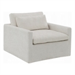 Rick Swivel Accent Chair w Pillow- Square Arm- Ivory White Upholstery