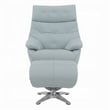 Fema Swivel Accent Chair w Ottoman- Light Blue Top Grain Leather