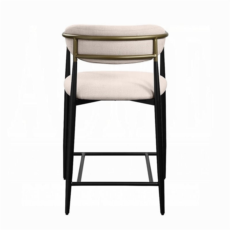 Vonn 25 Inch Counter Height Chair- Beige Fabric- Black Metal Frame