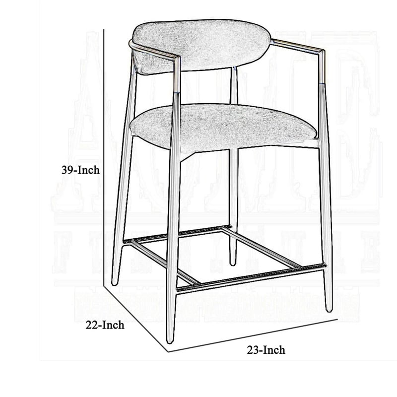 Vonn 25 Inch Counter Height Chair- Beige Fabric- Black Metal Frame