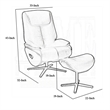 Doro Swivel Accent Chair w Ottoman- Gray Top Grain Leather- Round Base