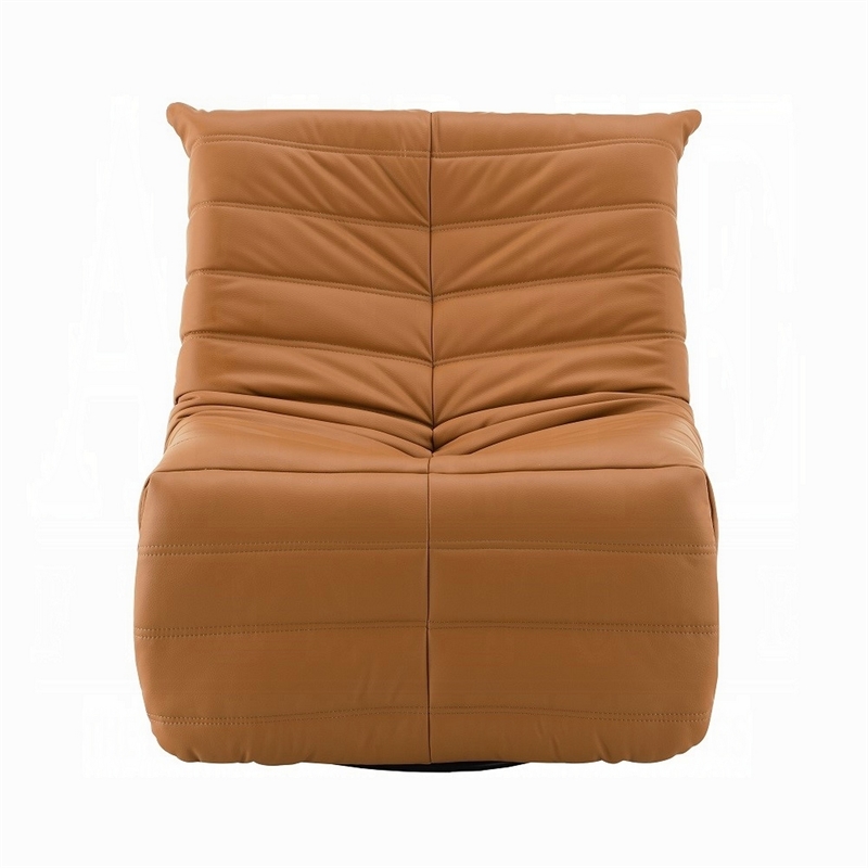 Taon Swivel Glider Manual Recliner Chair- Tufted Orange Chenille