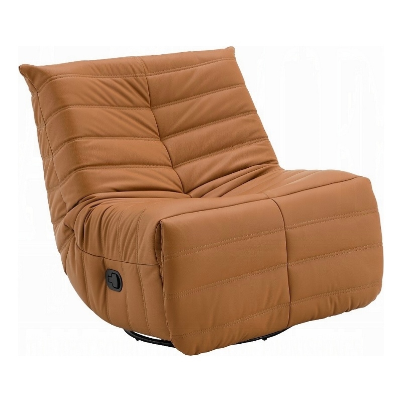 Taon Swivel Glider Manual Recliner Chair- Tufted Orange Chenille