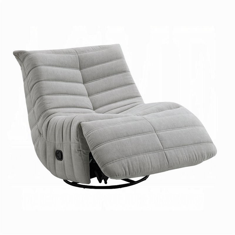 Taon Swivel Glider Manual Recliner Chair- Tufted Light Gray Chenille