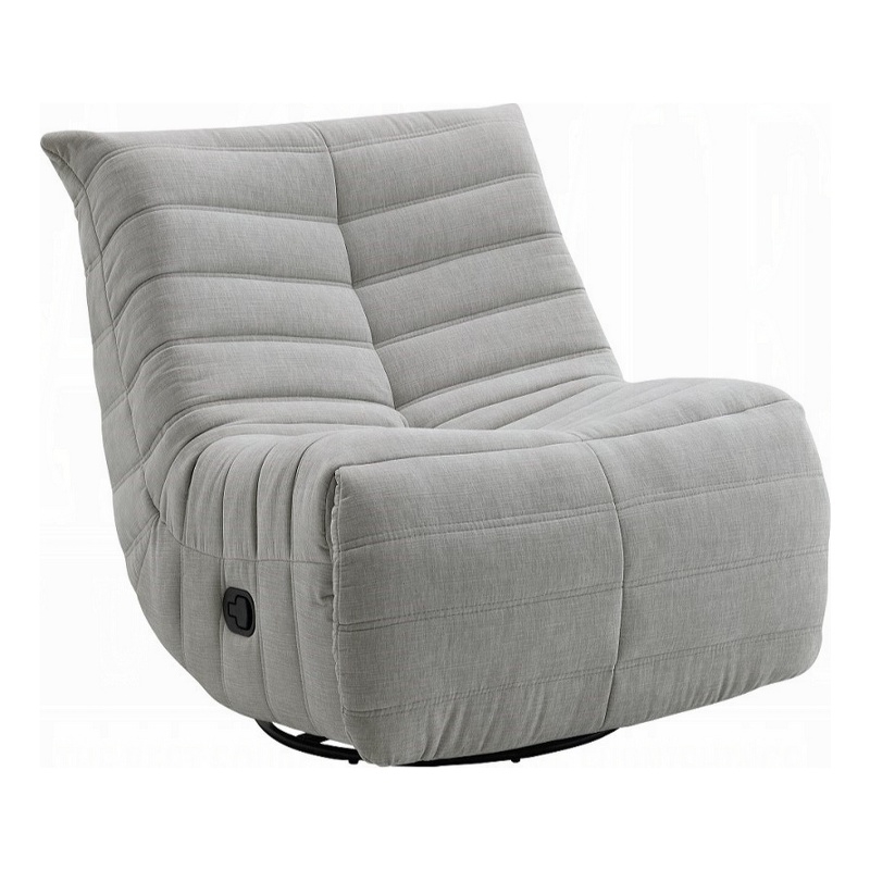Taon Swivel Glider Manual Recliner Chair- Tufted Light Gray Chenille