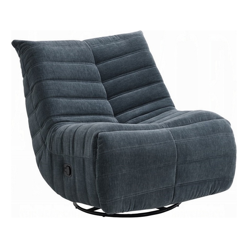 Taon Swivel Glider Manual Recliner Chair- Tufted Dark Gray Chenille