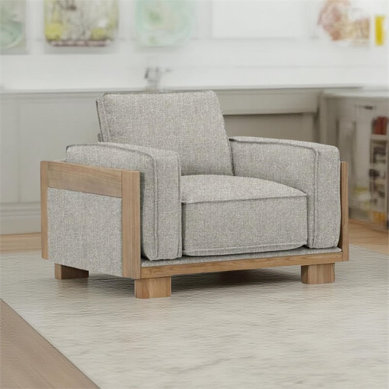 Denu Accent Chair- Loose Pillow Backs- Track Arms- Plush Light Gray