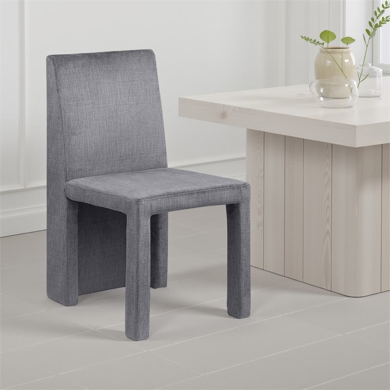 Orde Dining Side Chair Set of 2- Square Legs Panel Back- Gray Velvet