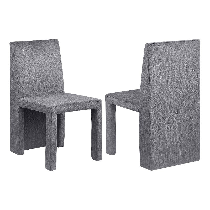 Orde Dining Side Chair Set of 2- Square Legs Panel Back- Gray Velvet