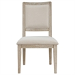 Eva Dining Side Chair Set of 2- Square Back- White Wood- Beige Fabric