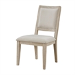 Eva Dining Side Chair Set of 2- Square Back- White Wood- Beige Fabric