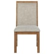 Rune Dining Side Chair Set of 2- Brown Asian Hardwood- Beige Fabric