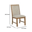 Rune Dining Side Chair Set of 2- Brown Asian Hardwood- Beige Fabric