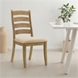 Danie Dining Side Chair Set of 2- Ladderback- Brown Wood- Beige Fabric