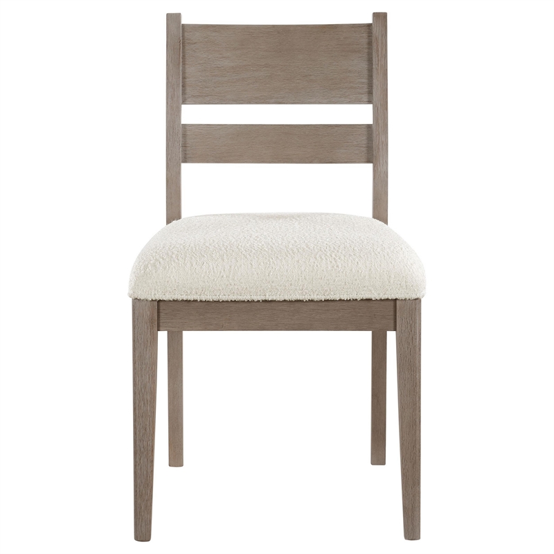 Elia Dining Side Chair Set of 2- Ladderback- Gray Wood- Cream Fabric