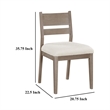 Elia Dining Side Chair Set of 2- Ladderback- Gray Wood- Cream Fabric