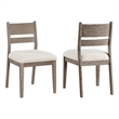 Elia Dining Side Chair Set of 2- Ladderback- Gray Wood- Cream Fabric