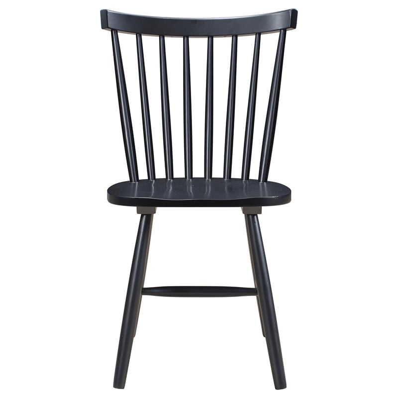 Halie Dining Side Chair Set of 2- Spindle Back- Black Asian Hardwood