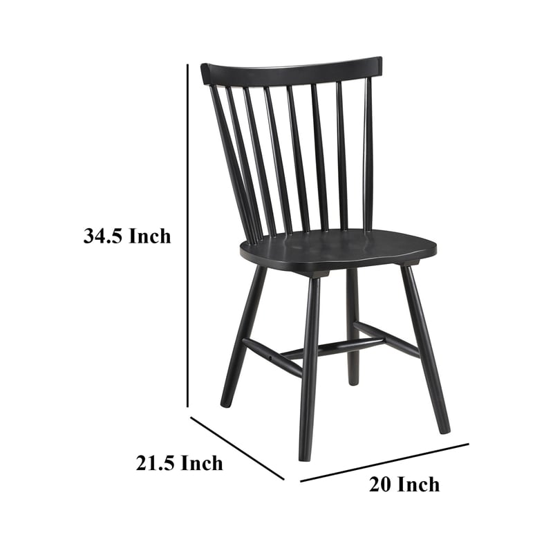 Halie Dining Side Chair Set of 2- Spindle Back- Black Asian Hardwood