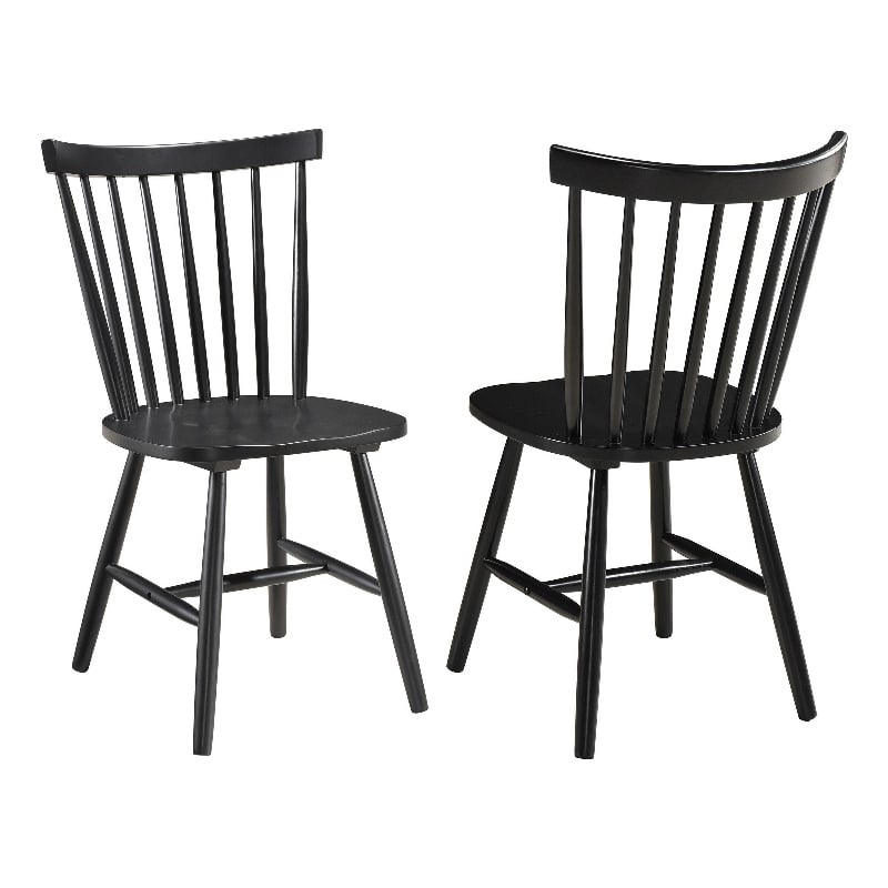Halie Dining Side Chair Set of 2- Spindle Back- Black Asian Hardwood