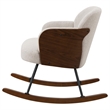 Perry Accent Rocking Chair- Modern Walnut Brown Bentwood- Beige Boucle