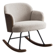 Perry Accent Rocking Chair- Modern Walnut Brown Bentwood- Beige Boucle