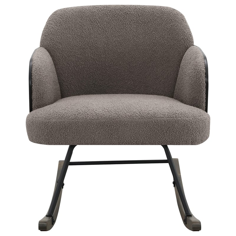 Perry Accent Rocking Chair- Modern Walnut Brown Bentwood- Gray Boucle