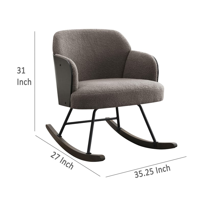Perry Accent Rocking Chair- Modern Walnut Brown Bentwood- Gray Boucle