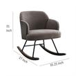 Perry Accent Rocking Chair- Modern Walnut Brown Bentwood- Gray Boucle