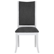 Judy Dining Side Chair Set of 2- Flared Legs- White Wood- Gray Fabric