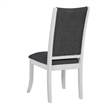 Judy Dining Side Chair Set of 2- Flared Legs- White Wood- Gray Fabric