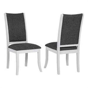 Judy Dining Side Chair Set of 2- Flared Legs- White Wood- Gray Fabric