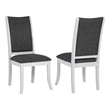 Judy Dining Side Chair Set of 2- Flared Legs- White Wood- Gray Fabric