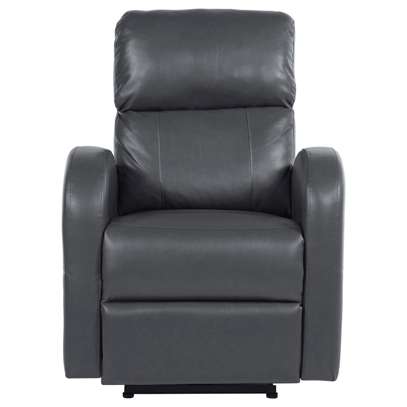Nami Power Recliner Chair- Rich Gray Faux Leather- Plush Pillow Back