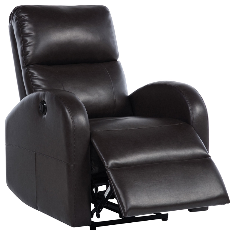 Nami Power Recliner Chair- Plush Cushioned Espresso Brown Faux Leather