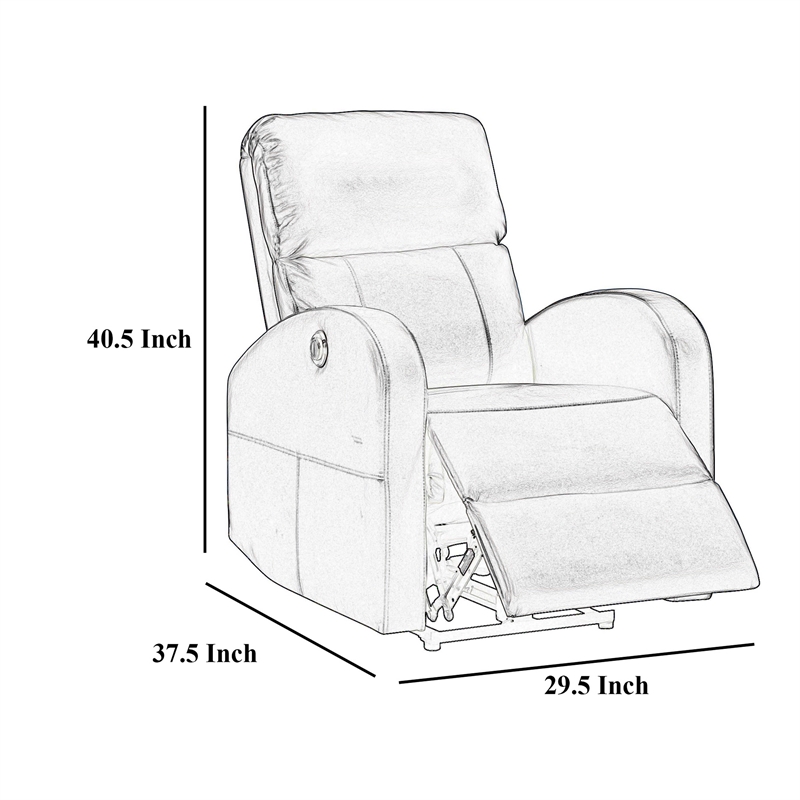 Nami Power Recliner Chair- Plush Cushioned Espresso Brown Faux Leather