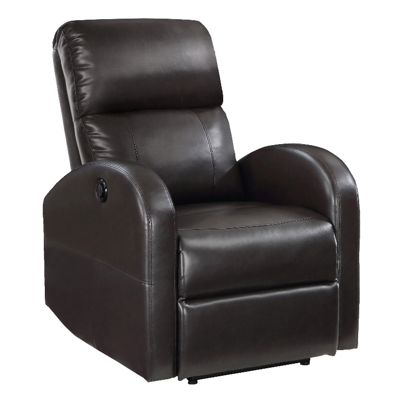 Nami Power Recliner Chair- Plush Cushioned Espresso Brown Faux Leather