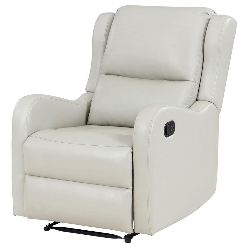 Mayra Manual Recliner Chair- English Arms- Plush Ivory Faux Leather