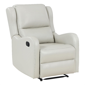 Mayra Manual Recliner Chair- English Arms- Plush Ivory Faux Leather