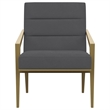 Kiara Accent Chair- Channel Tufted Dark Gray Fabric- Gold Metal Frame
