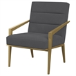 Kiara Accent Chair- Channel Tufted Dark Gray Fabric- Gold Metal Frame