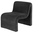 Adira Accent Chair- Modern Curved Armless Body- Ribbed Black Fabric